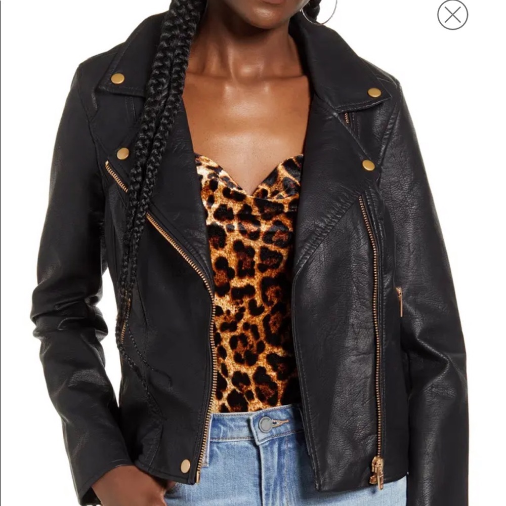 Blank NYC faux leather moto jacket, size xs